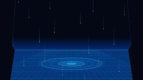 Cyberspace network grid and data stream with futuristic interface loop Stock Footage 347201083