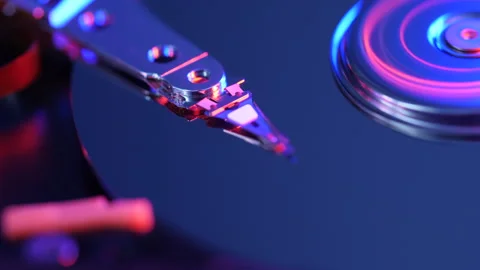 Cyberspace Protection of Personal Data on HDD. Macro Close Up Footage of He.. Video stock 306399240