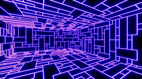 Cyberspace purple grid room tech bg able to loop endless Stock Footage 335617768