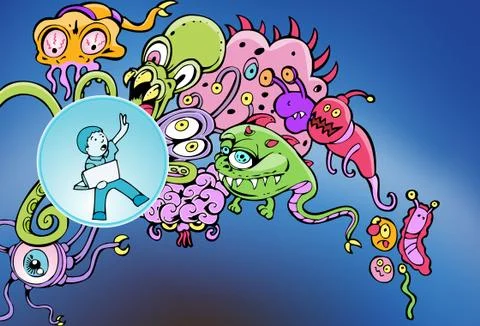 Cyberspace virus attack Stock Illustration