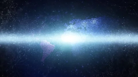 Cyberspace world map digital network looping dark animation Stock Footage 334804123