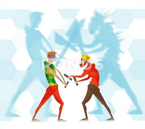 Cybersport Esport Games VR Flat Poster Stock Illustration