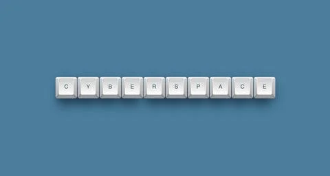 Cybersspace text on a 3d keyboard button with shadow concept series Иллюстрация