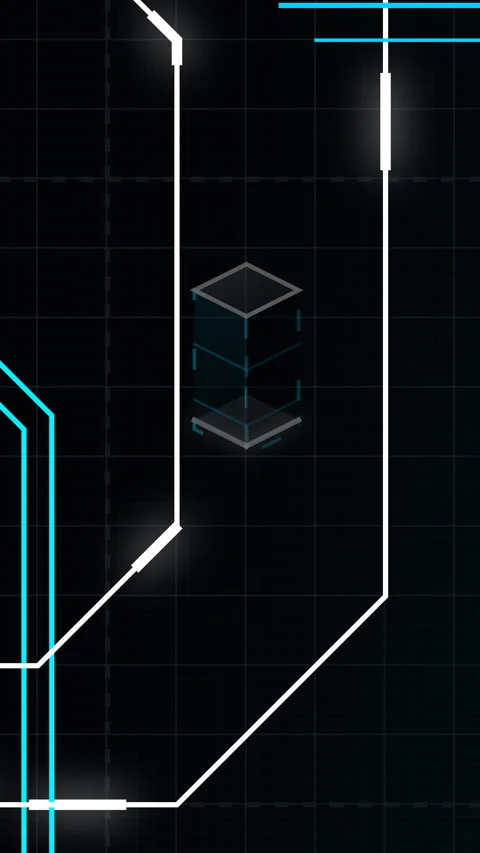 CyberTech FUI: Data Grid Cyberpunk - 4K Vertical 9:16 Stock-Footage 335870411