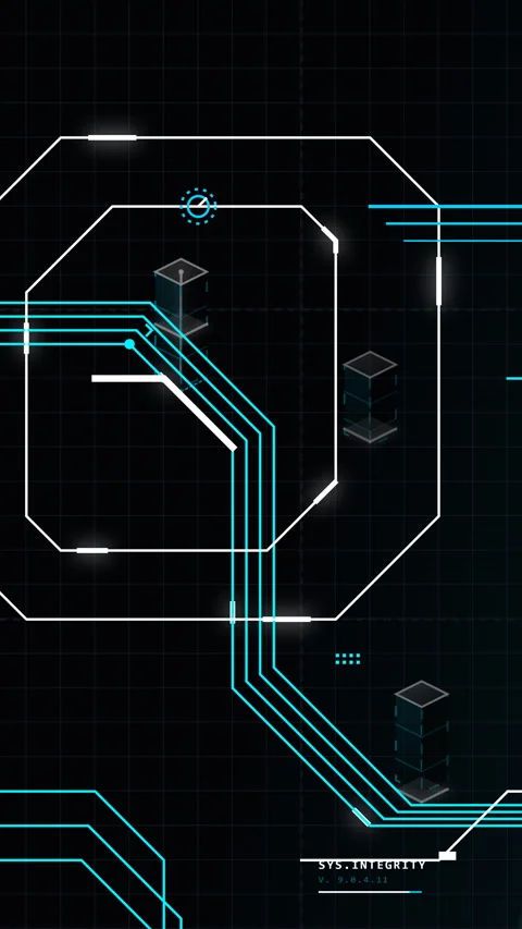 CyberTech FUI: Data Grid Cyberpunk - 4K Vertical 9:16 Stock Footage 335870845