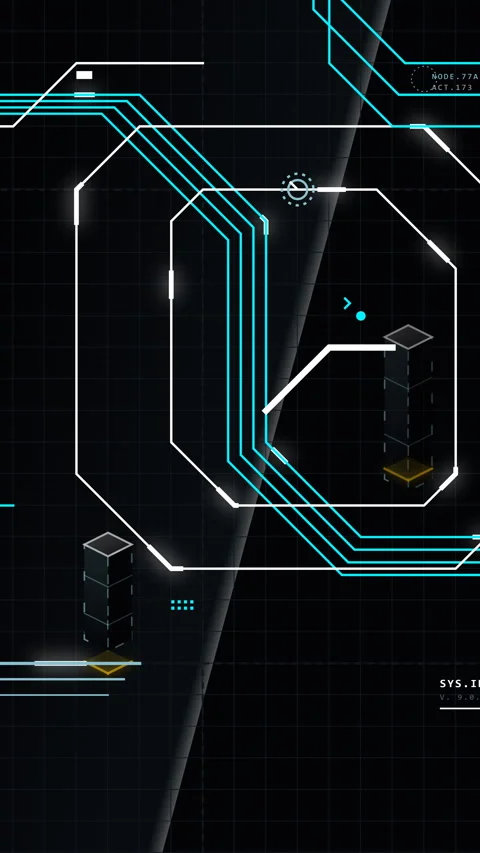 CyberTech FUI: Data Grid Military - 4K Vertical 9:16 Stock Footage 335871357