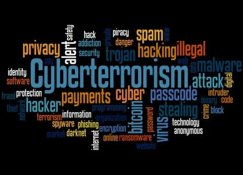 Cyberterrorism word cloud concept Stockillustratie