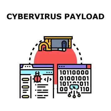 Cybervirus payload impacting digital data and computing systems Stock Illustration