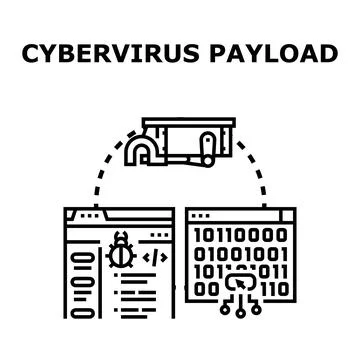 Cybervirus payload impacting digital data and computing systems Stock Illustration