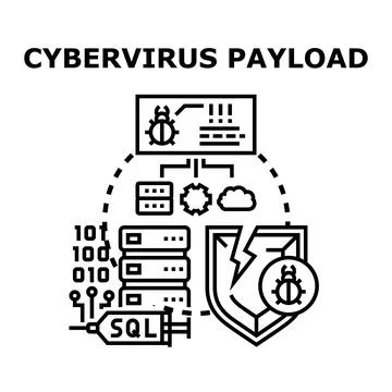 Cybervirus payload infecting network and data system イラスト素材