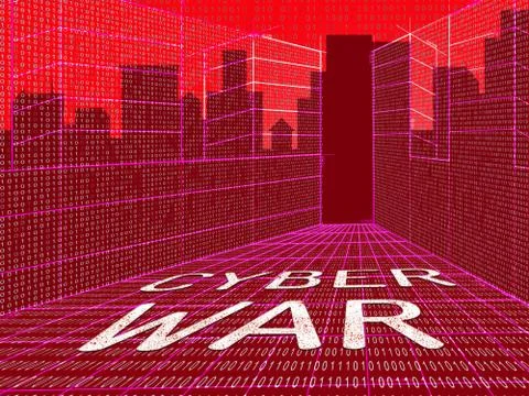 Cyberwar Virtual Warfare Hacking Invasion 3d Illustration Illustrazione stock