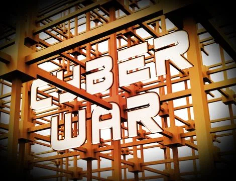 Cyberwar Virtual Warfare Hacking Invasion 3d Rendering Illustrazione stock