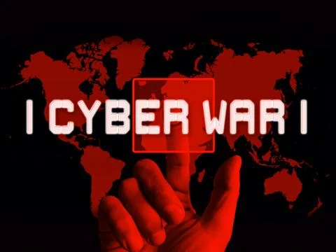 Cyberwar Virtual Warfare Hacking Invasion 3d Illustration Illustrazione stock