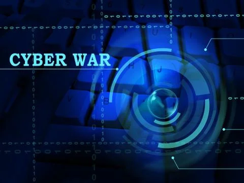 Cyberwar Virtual Warfare Hacking Invasion 3d Illustration Illustrazione stock