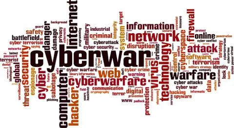 Cyberwar word cloud Illustrazione stock