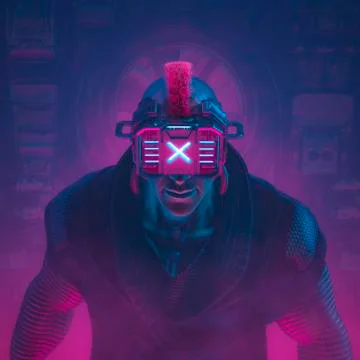 Cyberware hacker boss Illustrazione stock