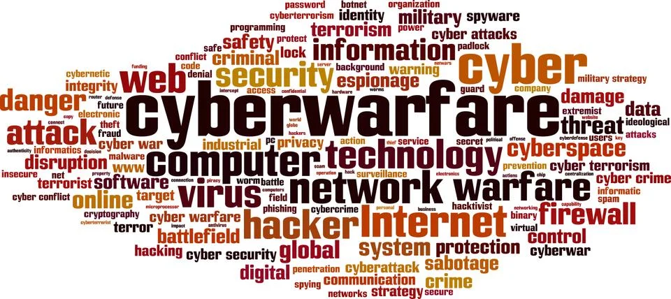 Cyberwarfare word cloud Stock Illustration