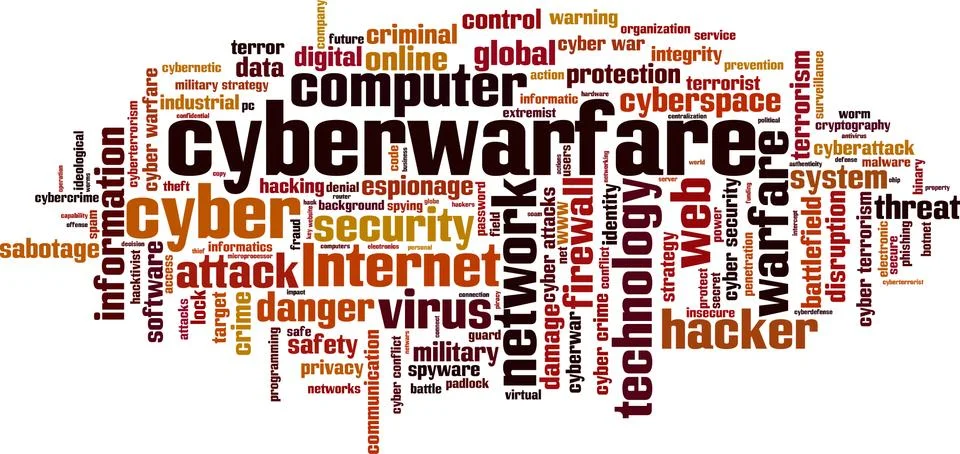 Cyberwarfare word cloud Stock Illustration