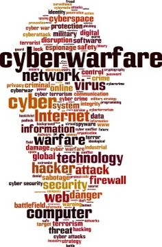 Cyberwarfare word cloud Stock Illustration
