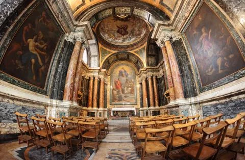The Cybo Chapel in the Basilica of Santa Maria del Popolo in Rome Stock Photos
