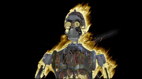 Cyborg animation Stock Footage 34412873