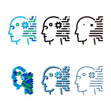 Cyborg artificial intelligence vector sign diversity icon Illustrazione stock