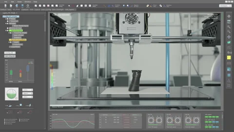 Cyborg augmentation fabrication computer system producing the human hand model Stock Footage 305944753