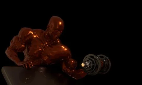 Cyborg bodybuilder. 3d illustration Stock Illustration
