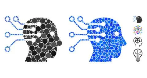 Cyborg Brain Interface Circuit Composition Icon of Circle Dots イラスト素材