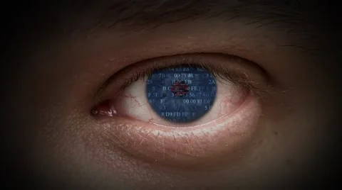 Cyborg. The code in the eyes. Video stock 49837919