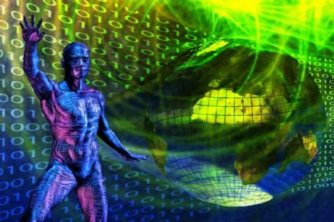 Cyborg Cyborg in binary space Copyright: xZoonar.com/BrucexRolffx 18075860... 库存照片