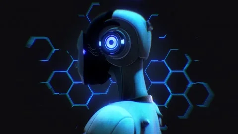 Cyborg Digital Analysis Screen Stock Footage 263217038