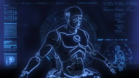 Cyborg Digital Construction Stock-Footage 240946453