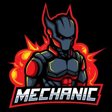 Cyborg explotion mascot logo Stock Illustration