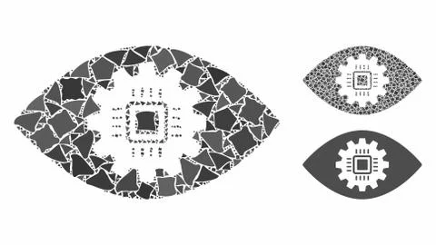 Cyborg eye lens Composition Icon of Irregular Elements Stock Illustration