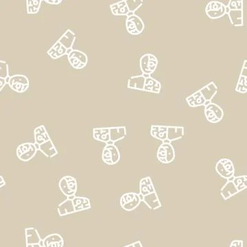 Cyborg fantasy character line vector seamless pattern Stockillustratie