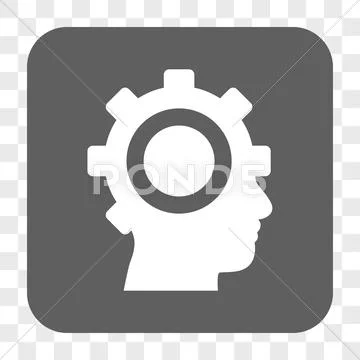 Cyborg Gear Rounded Square Button 스톡 일러스트