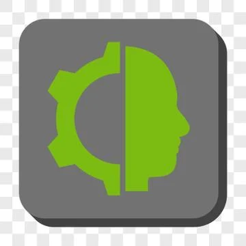 Cyborg Gear Rounded Square Button Stock Illustration