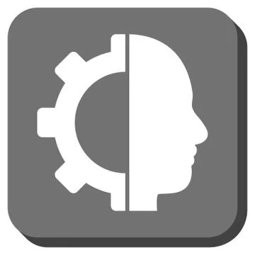 Cyborg Gear Rounded Square Vector Icon Stock Illustration