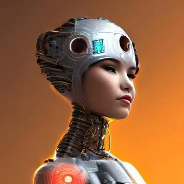 Cyborg girl. 3D illustration Stock Illustration