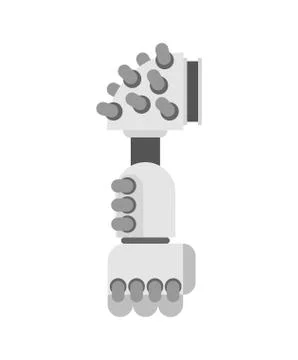 Cyborg hand. Mechanical technology cybernetic iron arm robot of future. Stock Illustration
