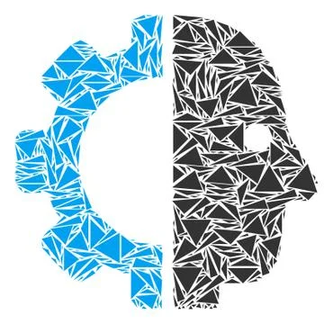 Cyborg Head Collage of Triangles Illustrazione stock