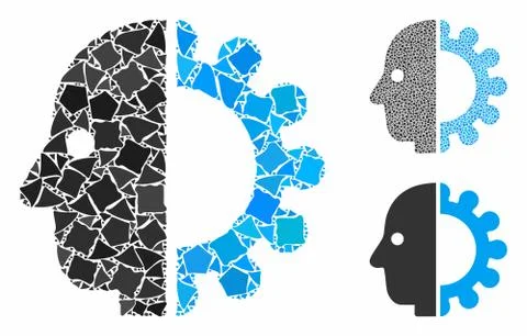 Cyborg head Composition Icon of Bumpy Items Stockillustratie