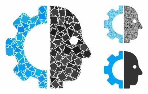 Cyborg head Composition Icon of Ragged Elements Stock Illustration
