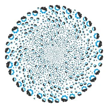Cyborg Head Curl Burst Stock Illustration