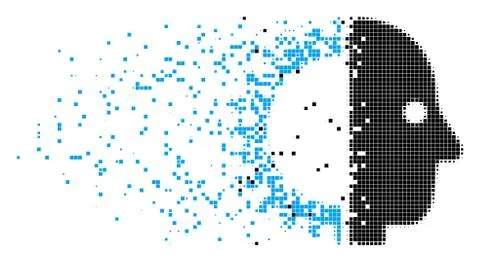 Cyborg Head Dissolved Pixel Icon イラスト素材