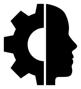 Cyborg Head Flat Icon Symbol Stock Illustration