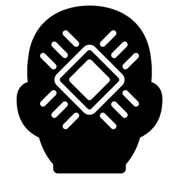 Cyborg Head Flat Vector Icon Stock Illustration