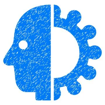 Cyborg Head Grainy Texture Icon Illustrazione stock