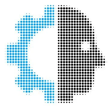 Cyborg Head Halftone Icon イラスト素材